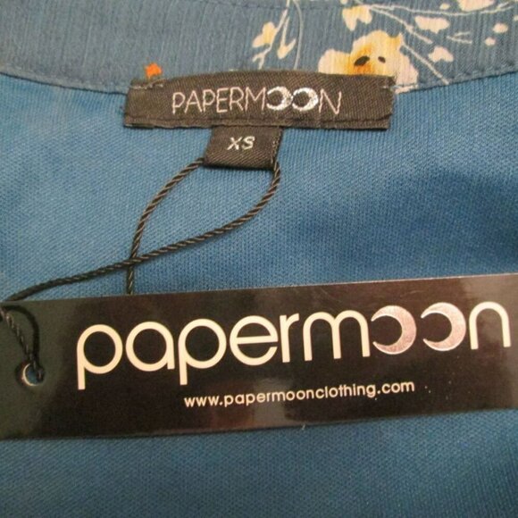 Papermoon Blouse Teal Floral Print Size XS Sleeveless V-Neck Top NWT - Picture 4 of 15